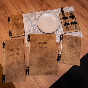 Chemise de menu en bois, porte-menu gravé, chemise de menu de restaurant, couverture de livre de menus, couverture de menu personnalisée, couverture rigide pour menus