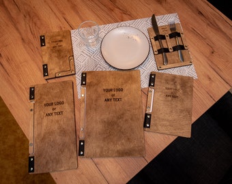 Wooden Menu Folder, Engraved Menu Holder, Restaurant Menu Folder, Menu Book Cover, Custom Menu Cover, Hardcover Menu for Changeable Sheets