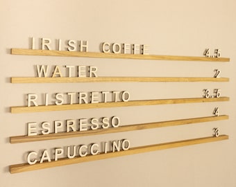 Message Board, personalisiertes Wandmenü, an der Wand befestigtes Menü-Schienen-Brett, veränderbares Briefbrett, Barbershop-Menü, hängendes Cafe-Wandmenüschild