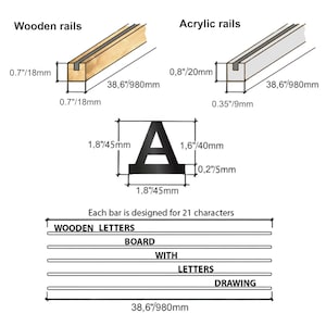 Wall Mounted Menu Rails with Changeable Letters, Wood Wall Menu Board, Cafe Wooden Letter Board, Coffee Shop Menu, Changeable Letter Board image 7