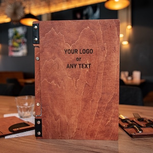 Wood menu holder, Custom restaurant menu folder, Personalized menu cover, Cafe menu holder, Menu Book Cover, Engraved Menu Holder, Bar menu