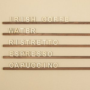 Wall Mounted Menu Rails with Changeable Letters, Wood Wall Menu Board, Cafe Wooden Letter Board, Coffee Shop Menu, Changeable Letter Board image 3