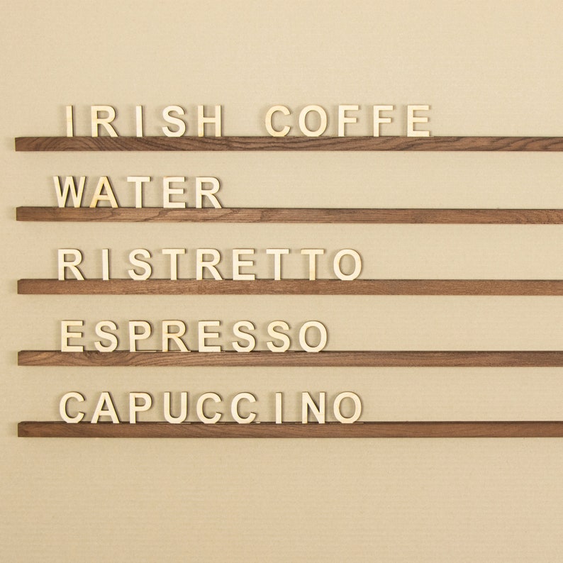 Wall Mounted Menu Rails with Changeable Letters, Wood Wall Menu Board, Cafe Wooden Letter Board, Coffee Shop Menu, Changeable Letter Board image 3