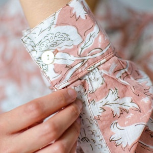 Luxury Rose Pink Womens Long Sleeve Pyjamas 100% Cotton Matching Set Cherry Blossom Cosy Whimsical Boho Print Spring/Summer image 4