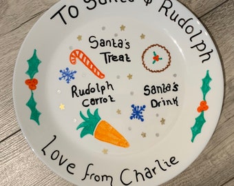 Personalised Xmas Eve Plate Merry Christmas Santa Treat Plate 27cm Family Name