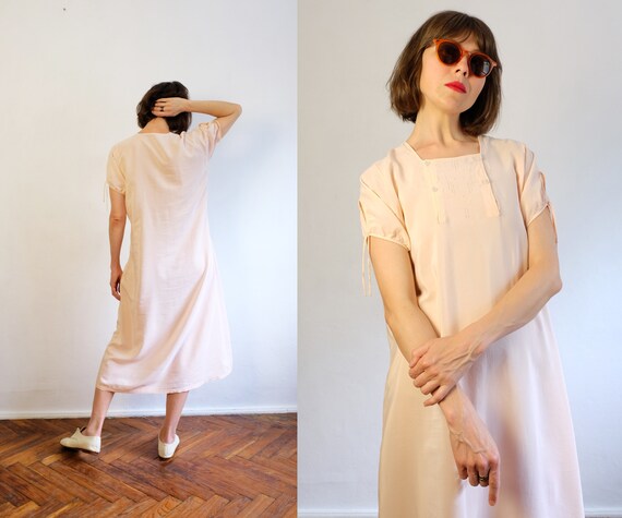 Antique 20"s Silk Nightgown/Pale Pink Nightshirt/… - image 9