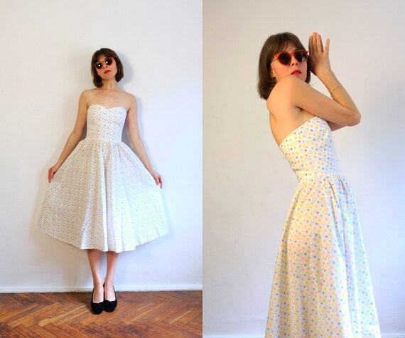 Vintage 80's does 50's Midi Dress/Polka Dots Dres… - image 2