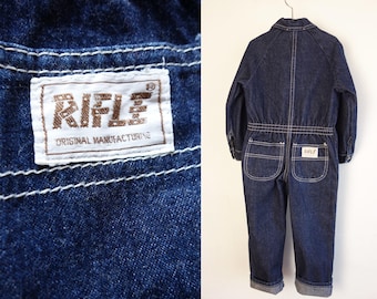 Suéter vaquero vintage RIFLE de los años 70 para niños, mono unisex