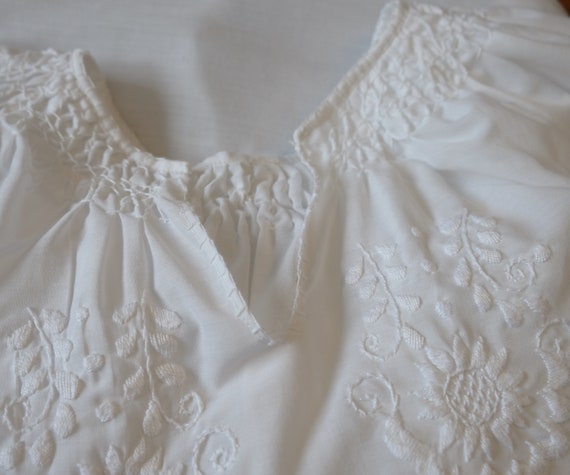 Vintage White Embroidered Blouse, Floral Hand Emb… - image 6