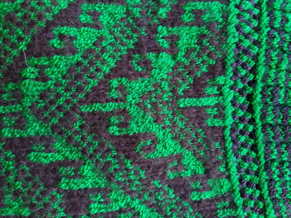 Vintage Unisex High Socks/Hand Knit Socks/Green P… - image 3