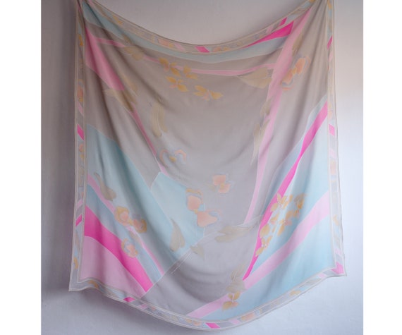 Vintage LEONARD Silk Scarf/Pastel Colors Scarf/Fl… - image 8