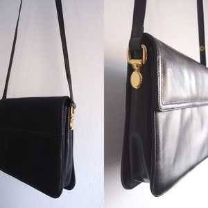 Vintage Picard Shoulder Bag/Black Crossbody Bag/Gold Trim Bag/Black Leather Bag/Shoulder Bag/Classic Black Bag/Black Gold Bag/Basic Bag