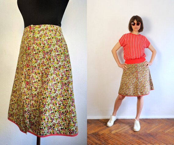 Vintage 70's Cotton Midi Skirt/Ditsy Floral Patte… - image 7