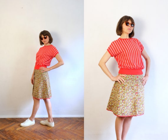 Vintage 70's Cotton Midi Skirt/Ditsy Floral Patte… - image 5