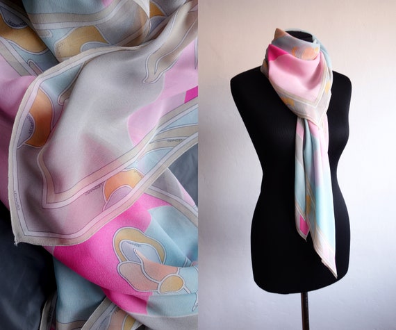 Vintage LEONARD Silk Scarf/Pastel Colors Scarf/Fl… - image 7