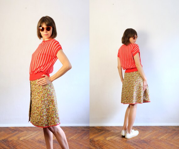 Vintage 70's Cotton Midi Skirt/Ditsy Floral Patte… - image 8