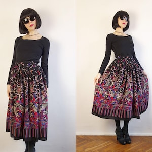 Vintage Floral Wool Midi Skirt: Pockets, Made in France, Size XS image 15