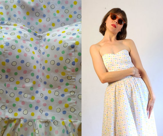 Vintage 80's does 50's Midi Dress/Polka Dots Dres… - image 1
