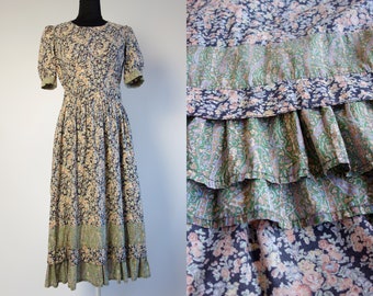 Rare 70's Liberty of London Hildebrand Dress/Ruffled Pockets Dress/Ditsy Floral Pattern Dress/Peasant Liberty Dress/Liberty Print Dress