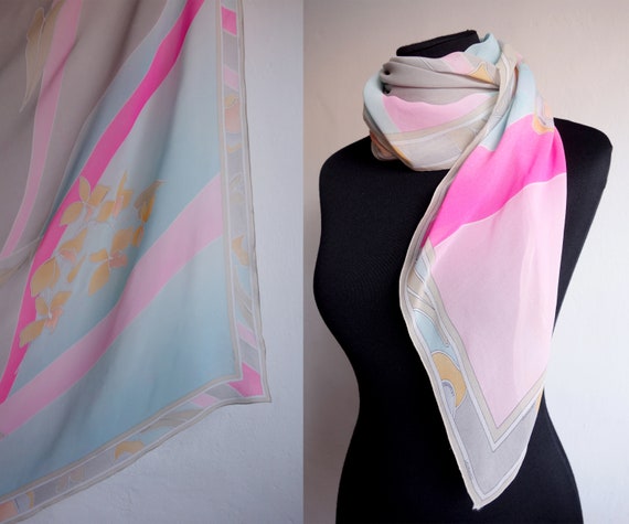 Vintage LEONARD Silk Scarf/Pastel Colors Scarf/Fl… - image 6