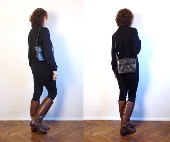 Vintage Picard Shoulder Bag/Black Crossbody Bag/G… - image 4
