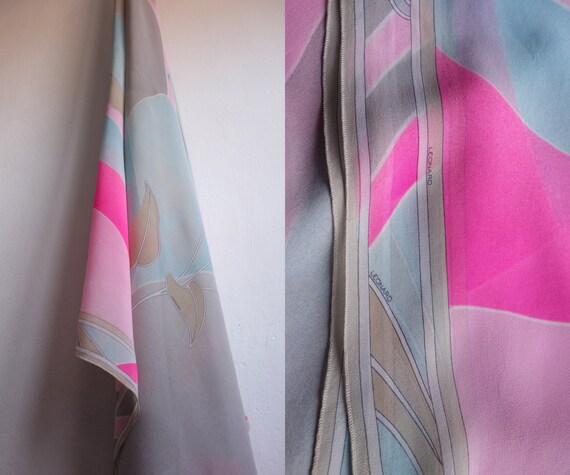 Vintage LEONARD Silk Scarf/Pastel Colors Scarf/Fl… - image 3