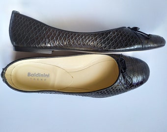 Baldinini Black Leather Shoes/Ballerina/Black Ballerina/Baldinini Luxury Shoes/EU Size 39 1/2