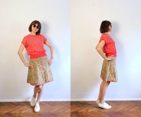 Vintage 70's Cotton Midi Skirt/Ditsy Floral Patte… - image 9