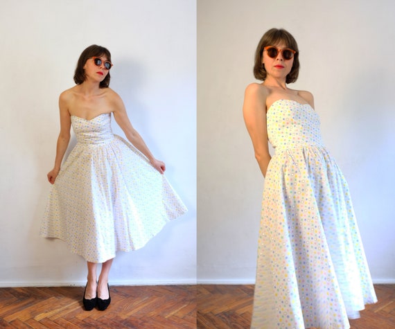 Vintage 80's does 50's Midi Dress/Polka Dots Dres… - image 4