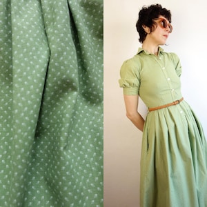 Vintage 70's Laura Ashley Cotton Midi Dress/Ditsy Pattern Dress/Prairie Laura Ashley Apron Dress/Circle Dress/Puff Sleeve Dress/Small