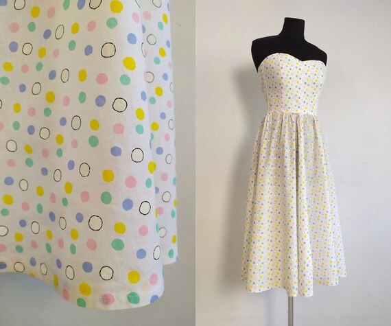 Vintage 80's does 50's Midi Dress/Polka Dots Dres… - image 5