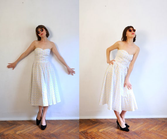 Vintage 80's does 50's Midi Dress/Polka Dots Dres… - image 9