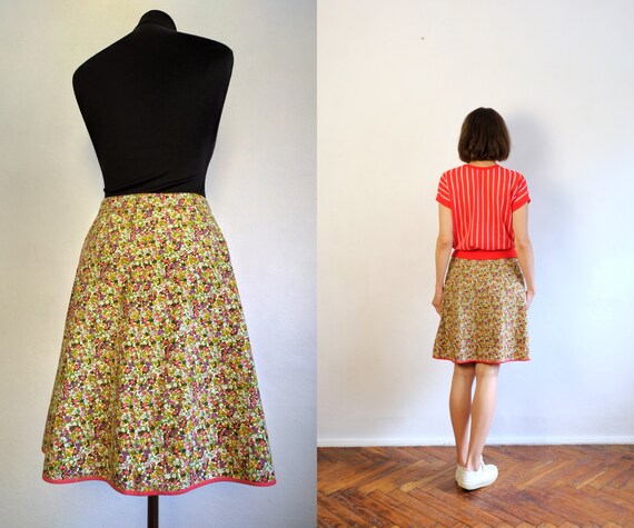 Vintage 70's Cotton Midi Skirt/Ditsy Floral Patte… - image 3