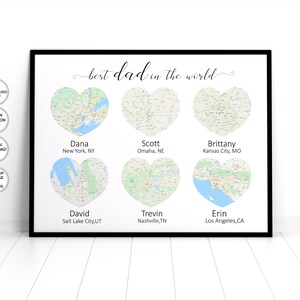 6 Kids Map Location Print, Fathers Day Gift From Wife For Husband,Fathers Day Gift From Wife And Son,fathers day gift from wife and daughter
