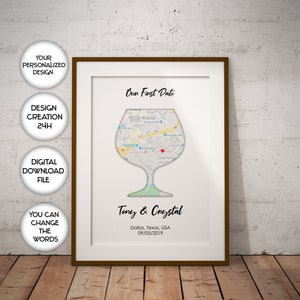 Unser Erstes Datum Druck Geschenk für ihn für sie Für Sie Personalisierte Karte personalisierte Karte Geschenk Besondere Daten Schild Besondere Lage Karte