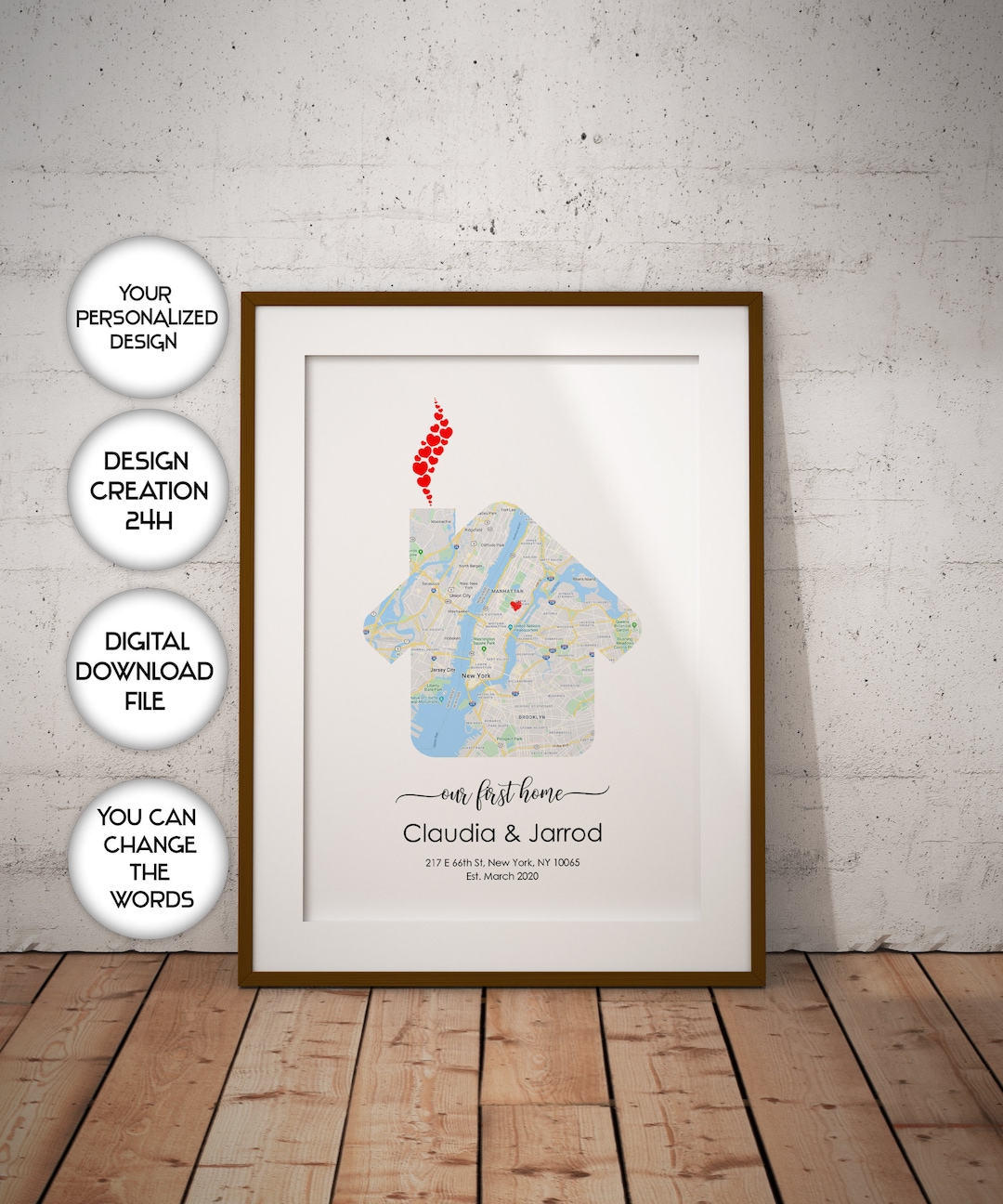 New Home Gift Personalized Home Map First Home Gift for Couple Custom ...