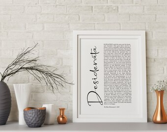 Desiderata stampabile Desiderata Inspirational Poesie Max Ehrmann citazione poster motivazionale stampabile regalo Desiderata Poesia, poster, poesia