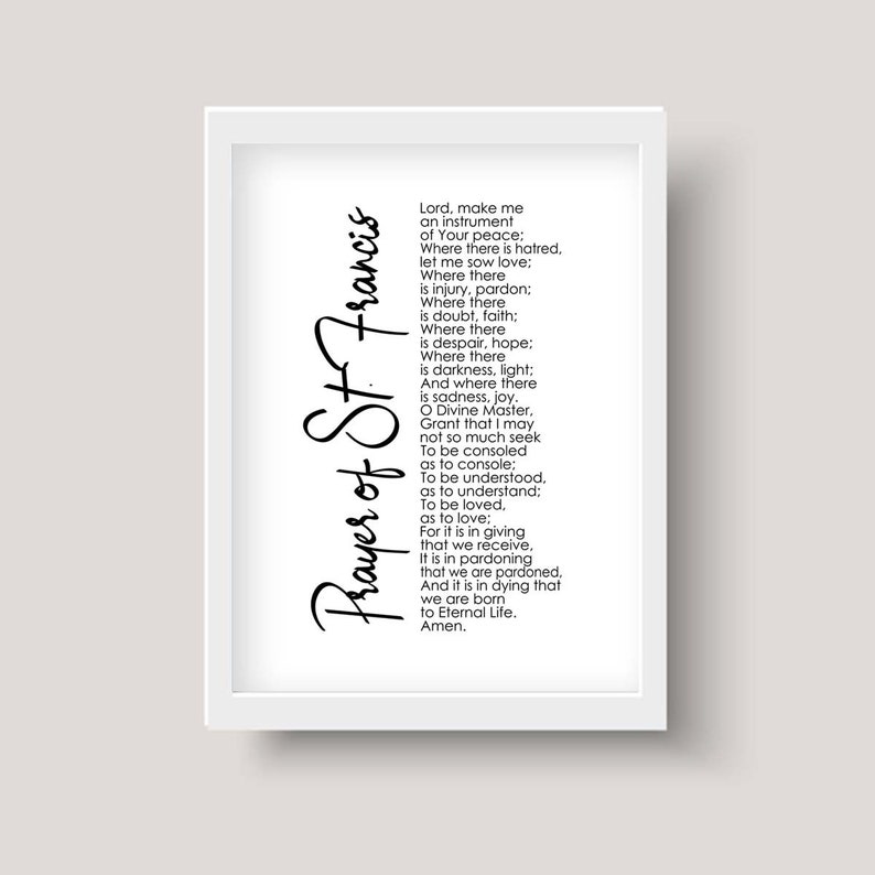 Prayer of St Francis Printable, St Francis Prayer Printable, the St ...