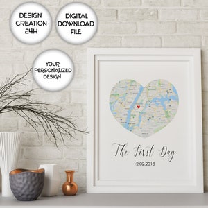 The First Day Karte für ihn für ihre Beziehung Geschenke Personalisierte Herz Karte personalisierte Karte Geschenke Besondere Daten Schild für Paar druckbar
