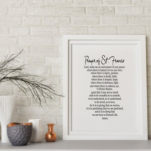 Prayer of Saint Francis of Assisi Printable,st Francis Prayer,the St. Francis’ Serenity Prayer ...