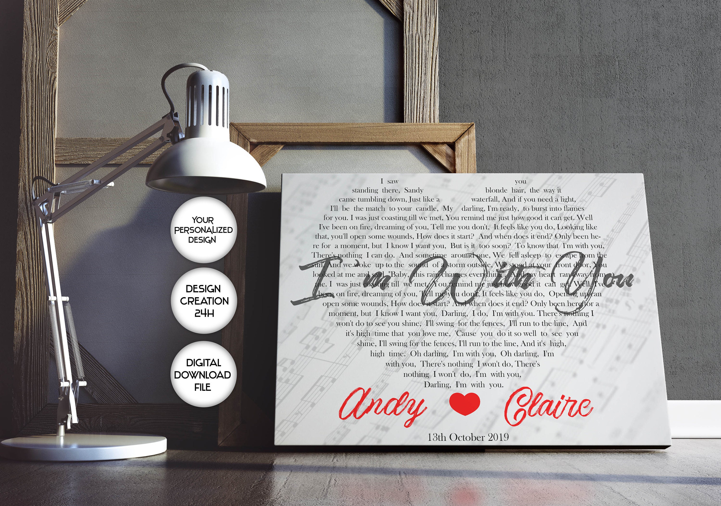 Personalized Song Print Custom Song Lyrics Print Heart Etsy