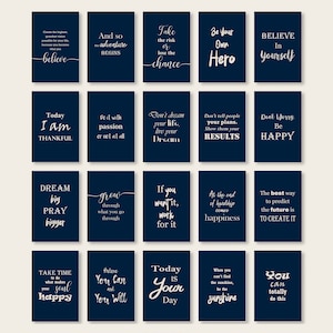 16"x20" 24"x36" Navy Blue Inspirational Motivational Quotes Printable Set of 20 Wall Art Office Decor Instant Digital Download Quotes Gifts