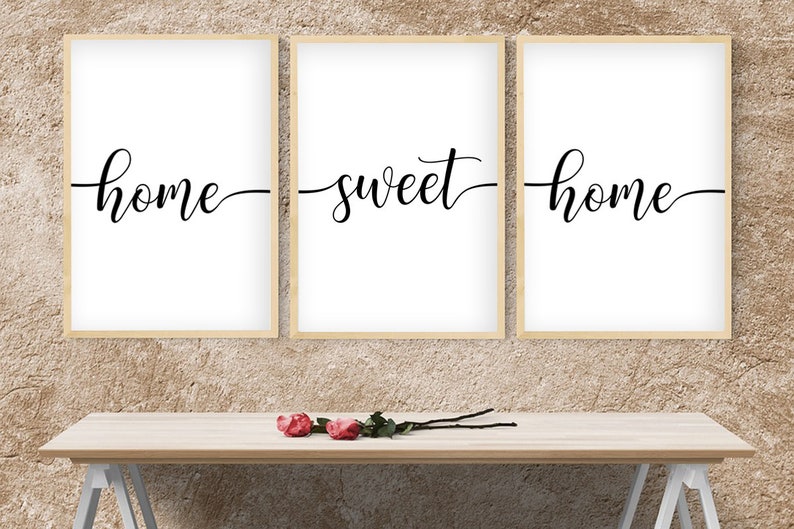 Home Sweet Home 3 Set Printable Wall Art, Farmhouse Decor, Family Quote ...
