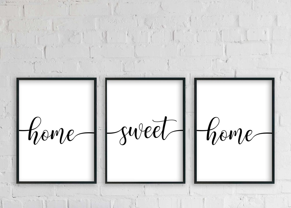 Home Sweet Home 3 Set Printable Wall Art, Farmhouse Decor, Family Quote ...