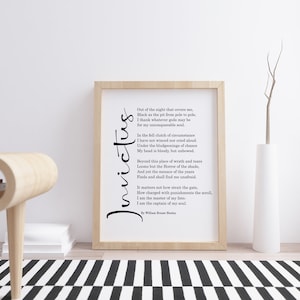Invictus by William Ernest Henley Poem Print, Invictus Poem,William Ernest Henley Quote,Student Wall Poster,William Ernest Henley,Literature