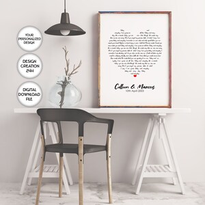 First wedding anniversary gift,First song Print,Personalized song words,Heart Custom Wedding Song Lyrics Printable,Personalized Lyrics Print