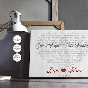 Personalized Song Print, Custom Song Lyrics Print, Heart Shaped Lyrics, Wedding Song Lyrics Wall Art,Wedding Gift,Valentine&#39;s Day Gift Print
