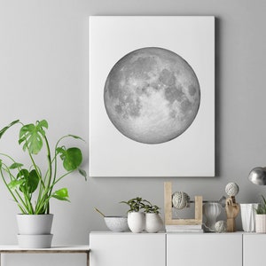16x20, Moon Wall Art, Full Moon, Black And White, Moon Print, Planet Wall Art, Moon Phases Print, Moon Poster, Printable,  Moon Photography