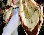 Gucci Inspired Silk Scarf Pashmina Hijab, 6 Colours, Ivory, Navy Blue, Pink, Black, Red, Grey