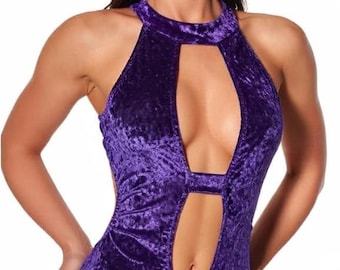 Velvet Halter Top Bodysuit